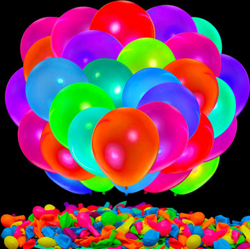 200 Pcs Uv Neon Balloons, Neon Glow Party Balloons Uv Black Light Balloons Glow In The Dark For Birthday Decorations Wedding Glo