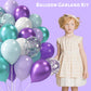 Lovestown 60Pcs Mermaid Balloons, 12 Inches Green White Purple Party Confetti Metallic Latex Balloons With Ribbon For Girls Wedding Baby Shower Mermaid Theme Birthday Party Decorations