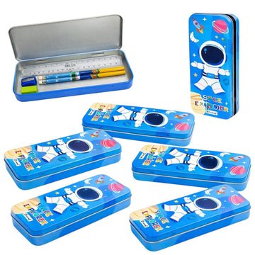 Tera 13 Space Pencil Box With Pencil, Scale, Eraser & Sharpener | Kanjak Gift & Return Gift | School Stationery Organizer | Stee
