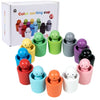 Rithvi Store Color Sorting Cups Toy For Toddlers | 12 Wooden Matching Dolls With Cups | Montessori Stacking & Color Recognition 