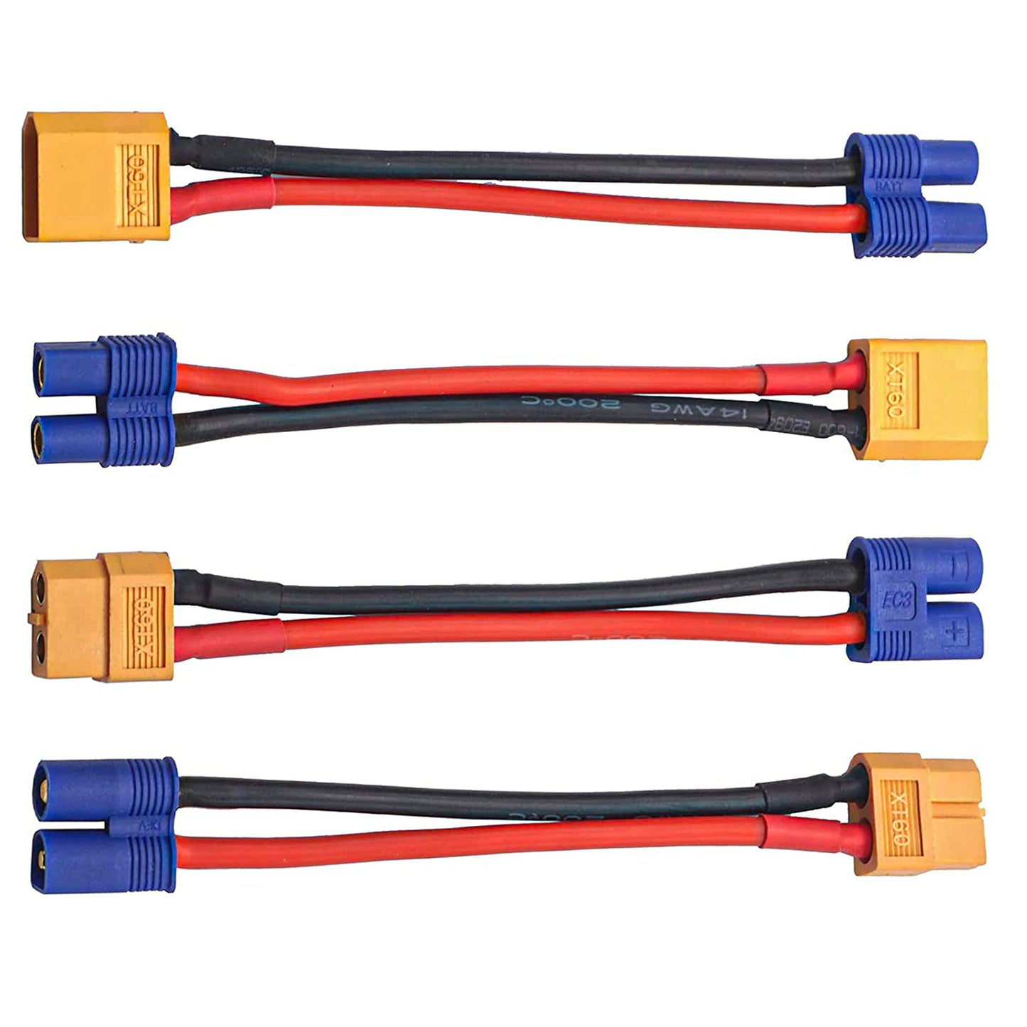 2Pairs ShareGoo XT60 to EC3 Plug Male Female Adapter Converter with 10CM 14AWG Cable Wire for RC FPV Drone Car Lipo NiMH Battery