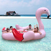 Goplus Giant Flamingo Pool Float, 4-6 People Inflatable Pool Raft w/Air Pump & 6 Cup Holders for Adults Kids, Floating Island To