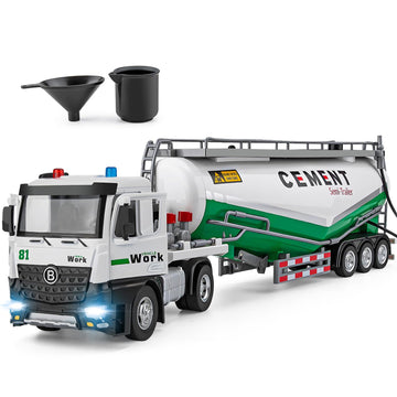 Hapyad Semi Truck Toy For 3 4 5 6 7 Years Old Boys Toddlers, Large Tanker Truck With Metal Cab, Lights And Sounds, Working Water