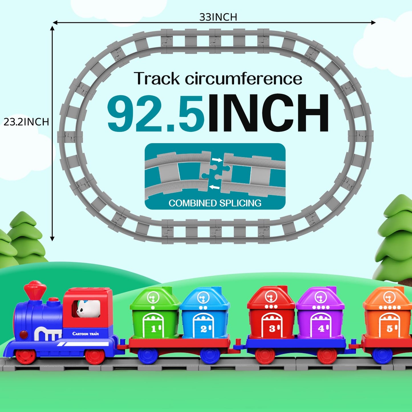 Train Set for Toddlers 2-4,Toddler Toys for 1 2 3 Year Old,Electric Train Set Montessori Learning Matching & Sorting Toys, Learn