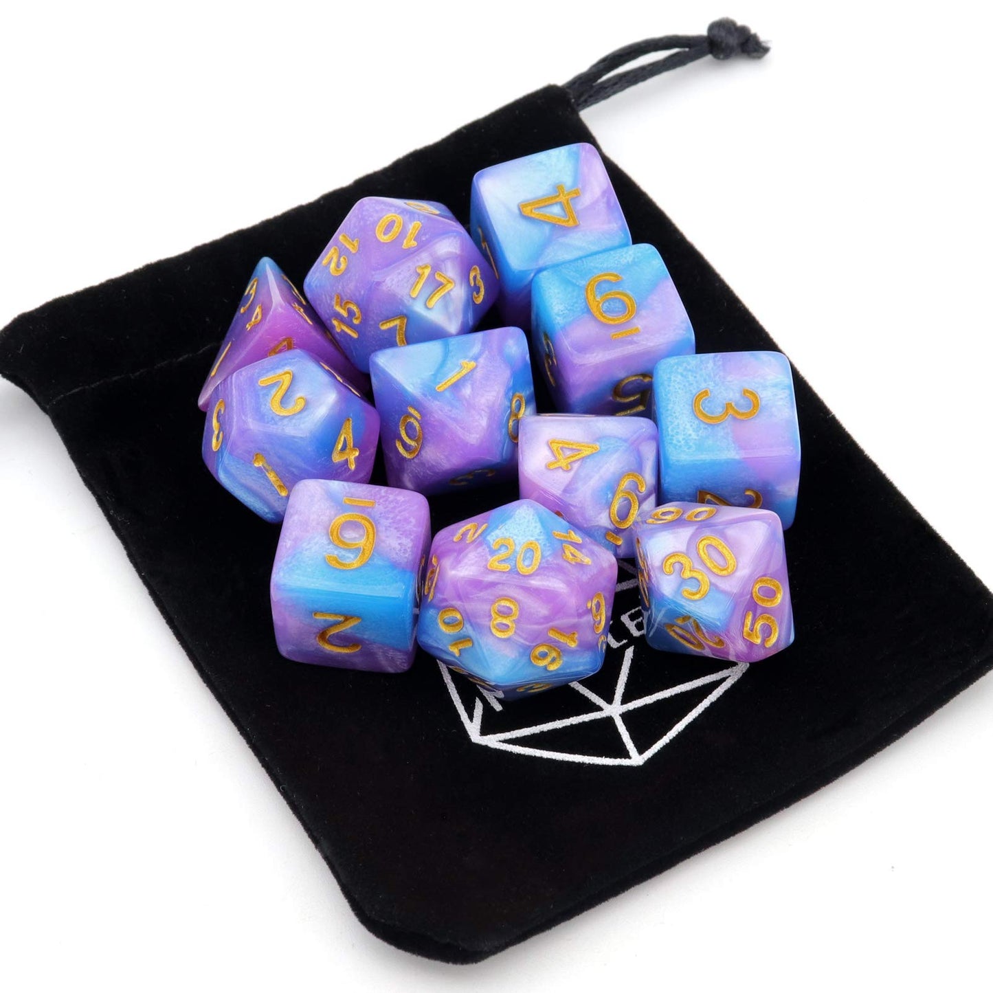Haxtec 11PCS DND Dice Set Extra D6 D20 Polyhedral D&D Dice Compatible with Dungeons and Dragons Roleplaying Dice Games -Light Bl