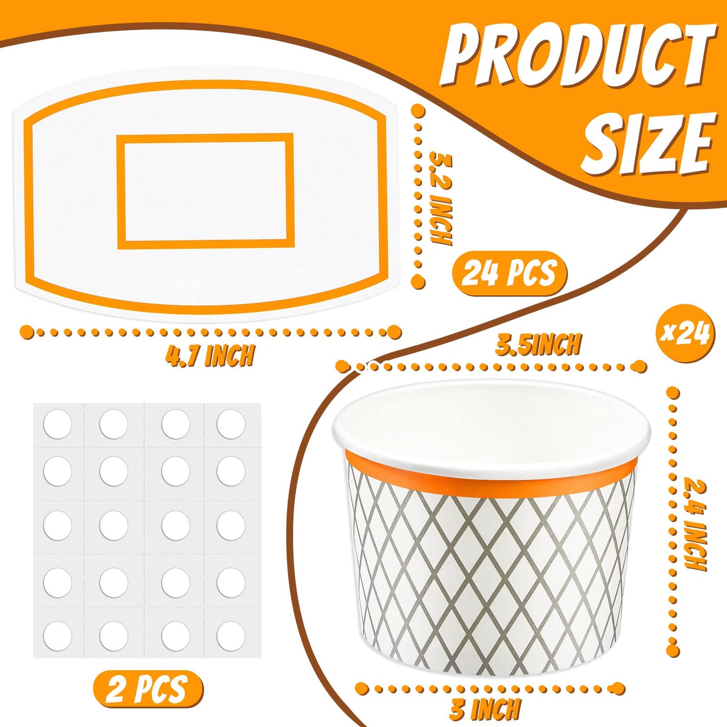 Basketball Hoop Snack Cups Basketball Party Decorations Paper Basketball Party Supplies Basketball Kids' Party Cups For Basketba