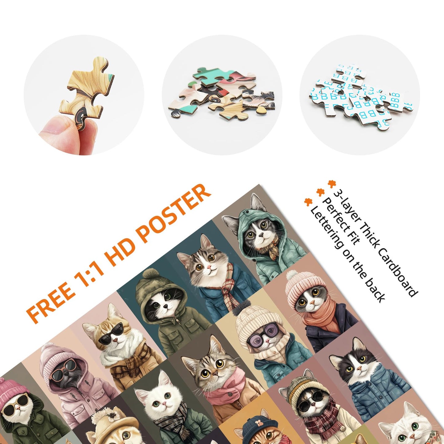 1000 Pieces Jigsaw Puzzles For Adults - Stylish Cats In Fashion - Unique Puzzle For Family And Friends - Challenging Puzzle Perf