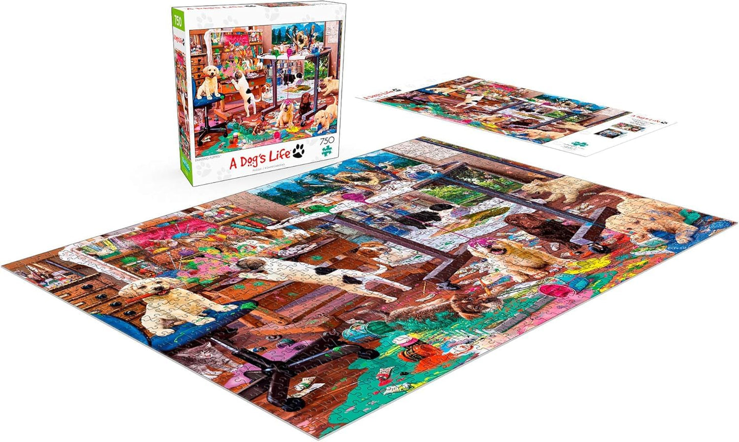Buffalo Games - Steve Read - Painting Puppies - 750 Piece Jigsaw Puzzle for mature-themeds -Challenging Puzzle Perfect for Game Nights - Finished Size is 24.00 x 18.00