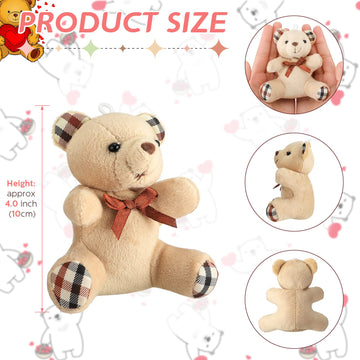 Skylety 16 Pcs Mini Plush Bear Bulk 4 Inch Bear Stuffed Animal Toy Doll Small Soft Bear Keychain For Birthday Baby Shower Weddin