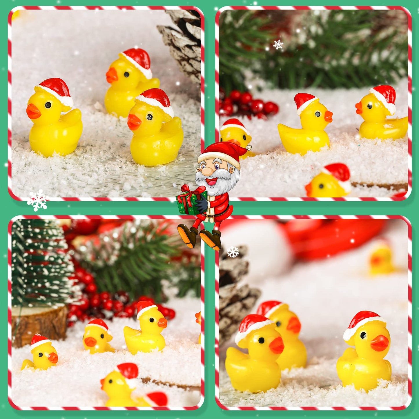 250 Pcs Mini Christmas Resin Ducks Miniature Duck Figures Ornament Small Micro Landscape Garden Aquarium Dollhouse Decoration Ch