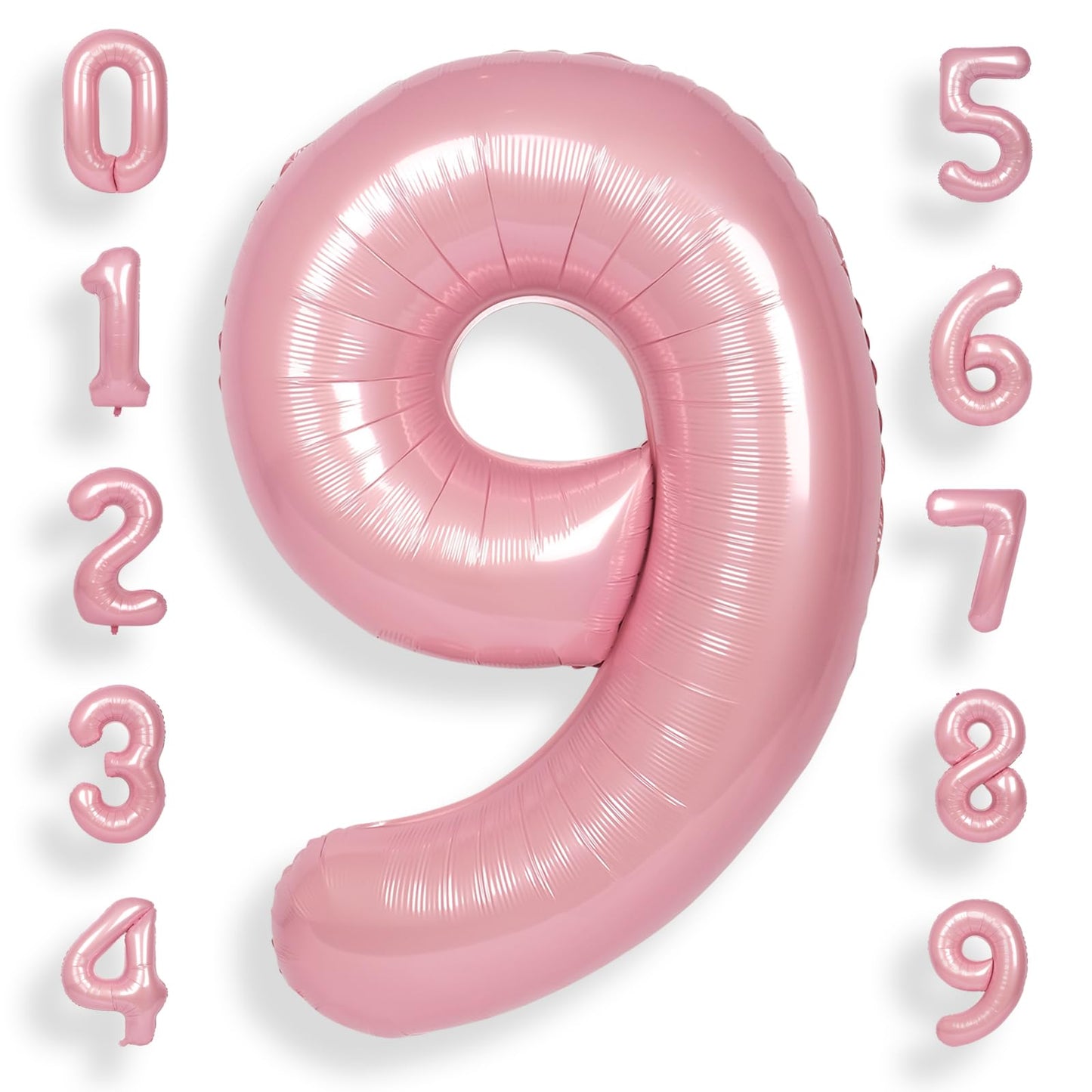 Suwen 40 Inch Pink Large 9 Number Balloons Big Foil Helium Number Balloons 0-9 Jumbo Happy 9Th Mylar Birthday Party Decorations