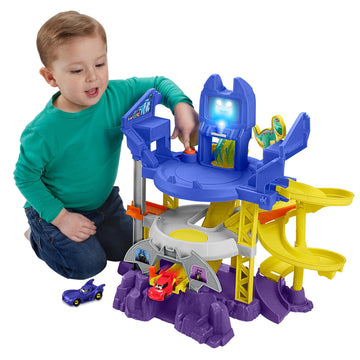 Fisher-Price Dc Batwheels Toy Car Race Track Playset, Launch & Race Batcave With Lights & Sounds, Bam The Batmobile & Redbird Ve