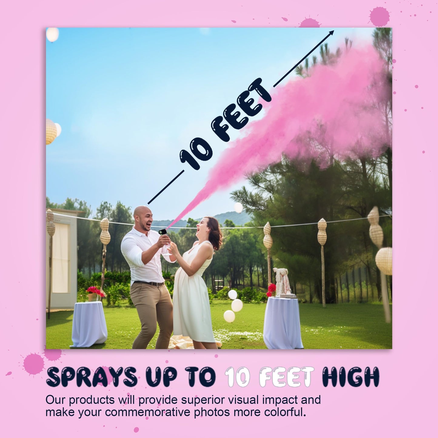 Popuparty Gender Reveal Fire Extinguisher Color Blasters, 2 Pink Blasters For Baby Girl Gender Reveal