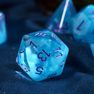 HDdais Polyhedral DND Dice Set 7PCS RPG D&D for MTG Dungeons and Dragons Role Playing Game and Other Tabletop Game(Cyan)