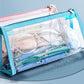 Wolpin Pvc Large Capacity Pencil Bag, Transparent Blue Pencil Pouch With Zipper Closure Portable Makeup Pouch, Case Cute Station