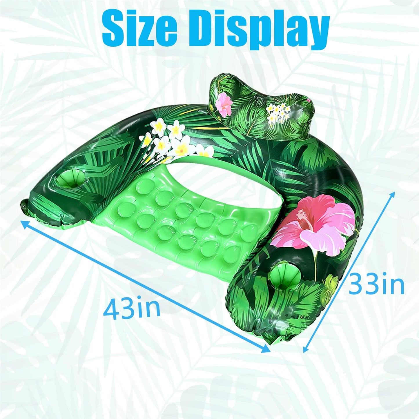 Inflatable Pool Float Chair - 1 Pack Floating Pool Chair mature-themed Pool Float Seat with Cup Holder and Backrest  Portable Lounge Floats for Swimming Pool Party Toy Floaties Beach Floaty(XXL)