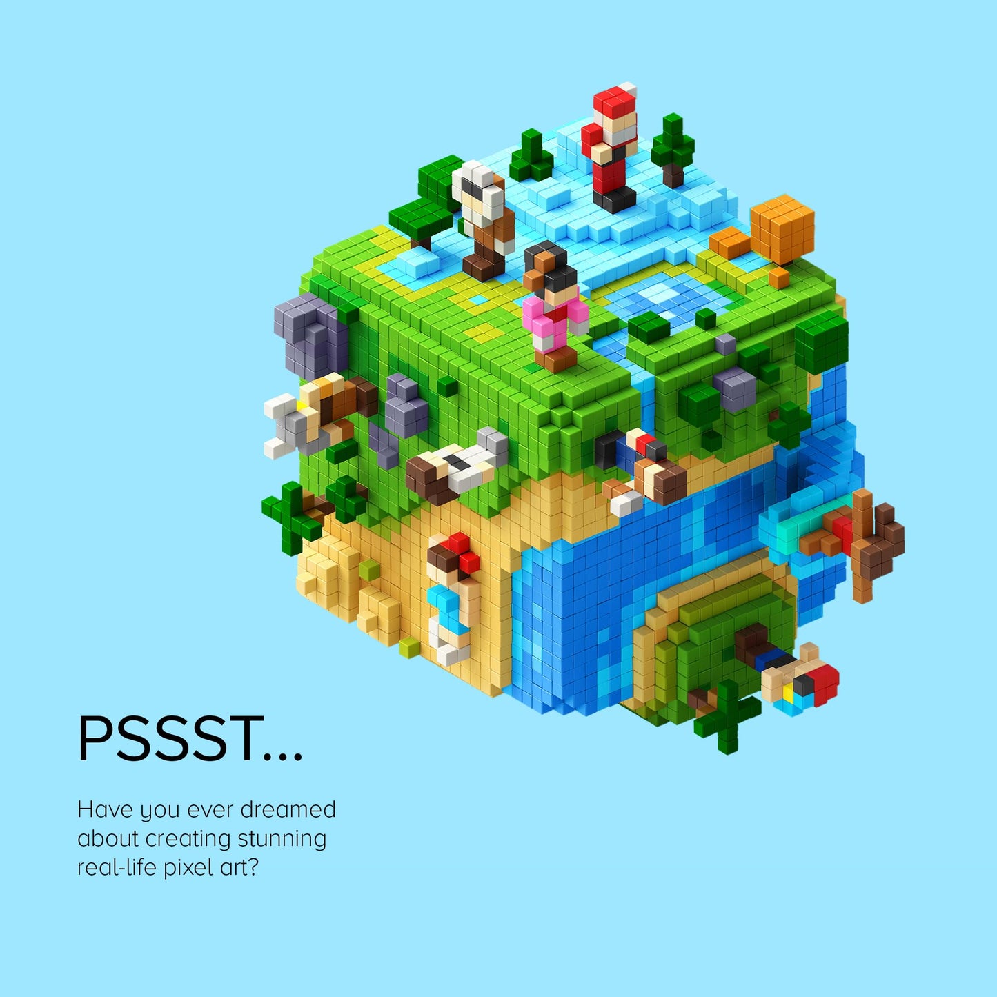 Pixio-200 - Tiny Magnetic Blocks Building Toy In The Pixel Art Style With Free App - 5/16' Plastic Cubes With 6 Magnets Inside - Open Ended Toy - Creativity Toy For Ages 6+