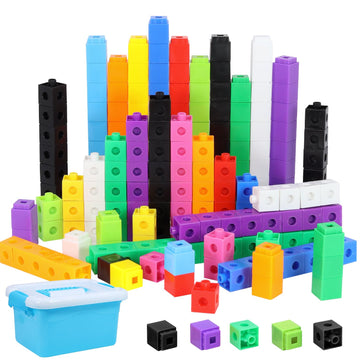 Lohoee 200 Pcs Math Cubes And Linking Cubes With Storage Container - Counting Blocks For Math Teaching Classroom Supplies (2 Sty