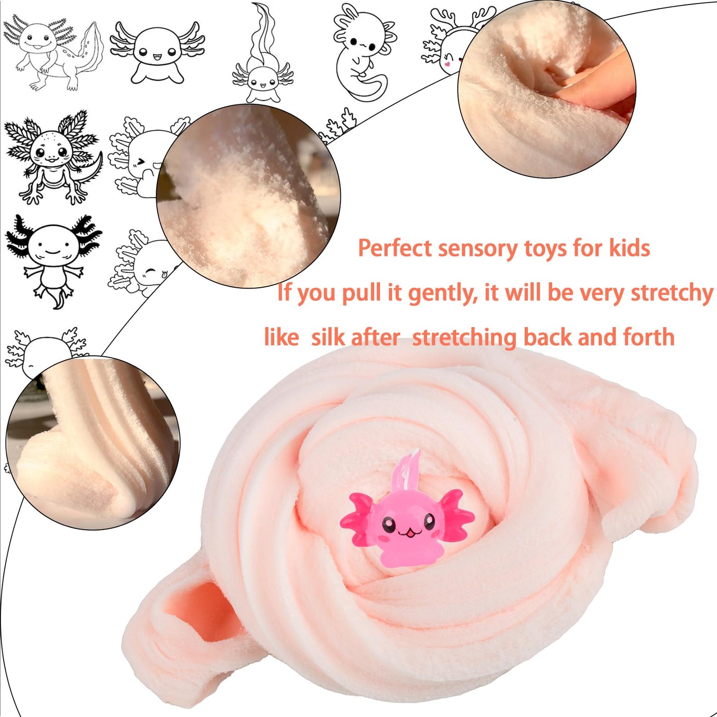 Axolotl Cloud Slime  enhanced DIY Scented Slime for Boys Girls  Party Favors for Kids 8-12  Girls Toys 4-8 Years Old  Slimes Kit for Kids Ages 8-12  Relief Fidget Toy  Sensory Toy
