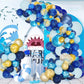 Infloral Birthday Party Blue Balloon Arch Kit Navy Metallic Pastel Blue And Gold Balloon Garland Kit For Father'S Day Baby Shower Wedding Graduation Party Decorations