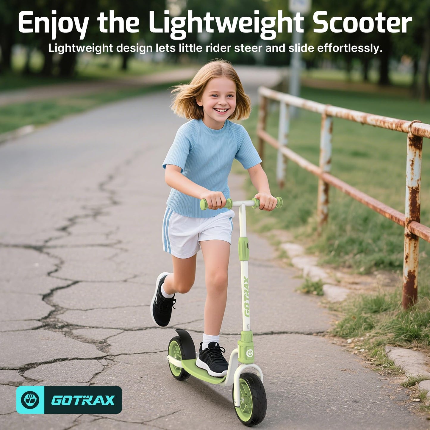 Gotrax KS8 Kick Scooter for Kids 5+, Large 8 Wheels and Height Adjustable Handlebar, Sturdy Wide Deck & Rear Brake, Detachable f