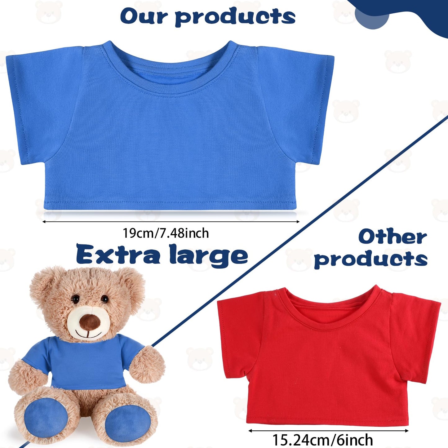 Roundfunny Bear Tee Shirt Fit 14-18Inch Bear Clothes Stuffed Animal Clothes Shirt Basic Stuffed Bears Dolls Shirt, Blue