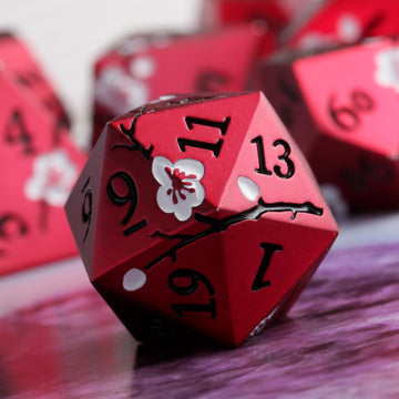 Matt Red DND Metal Dice, DNDND 7 PCS Heavy Metallic D&D Dice Set with Grogeous Gift Case for Dungeons and Dragon Tabletop Game (