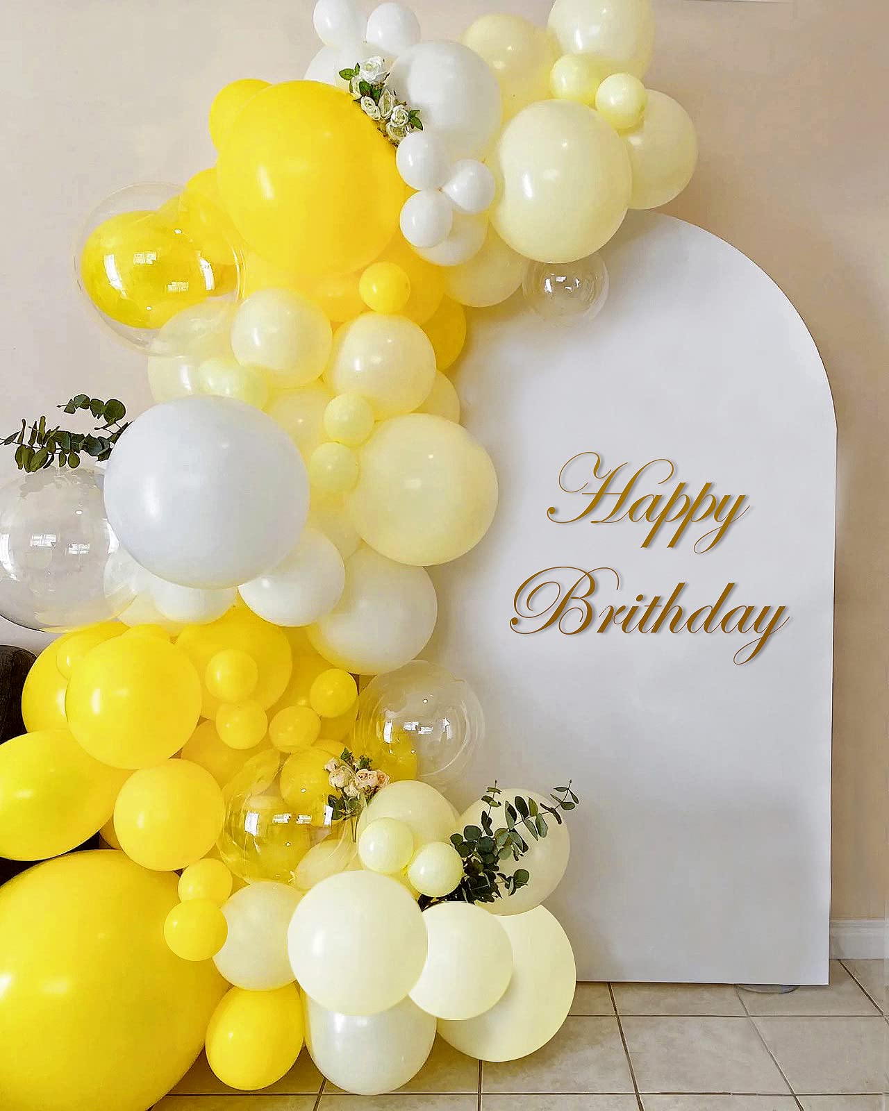 Fotiomrg 110Pcs Yellow Balloon Garland Arch Kit, 18 12 10 5 Inch Yellow Latex Balloons Different Sizes Pack For Birthday Graduat