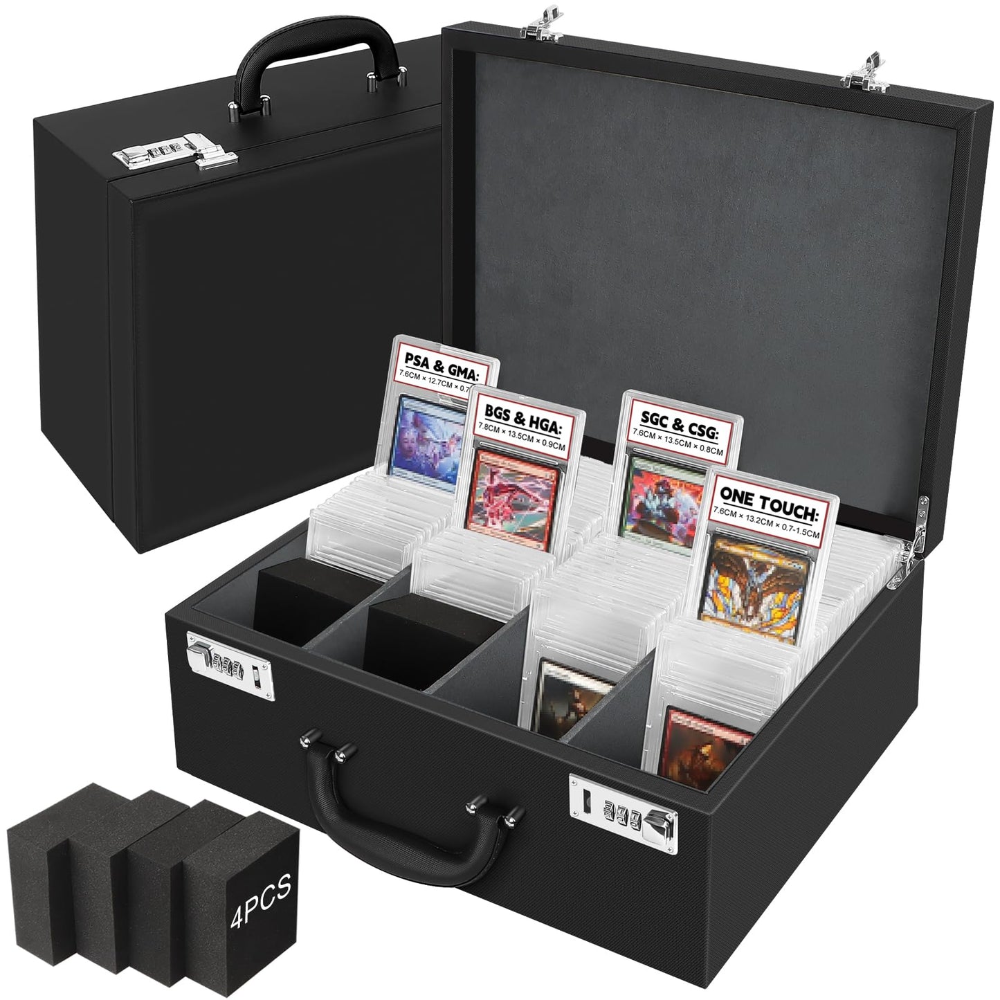 Aobople Graded Card Storage Box,Holds 136+ Psa/Gma Slab Or 632+ Toploaders,4 Row Psa Slab Case For Graded Cards Fits 3 ''X4 '' 3
