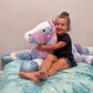 Tezituor 4ft Giant Horse Stuffed Animals  47inches Lifesize Stuffed Pony Plush Blue Horse Pillow Toy Gift for mature-themed Kids