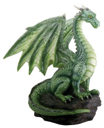 Summit Collection Green Dragon On Rock Fantasy Figurine