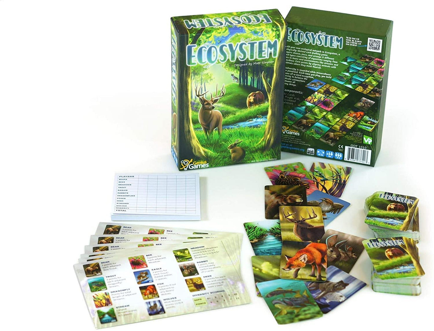 Genius Games Ecosystem Card Game - Build Habitats, Learn Ecology & Biodiversity, Green, Model 6050