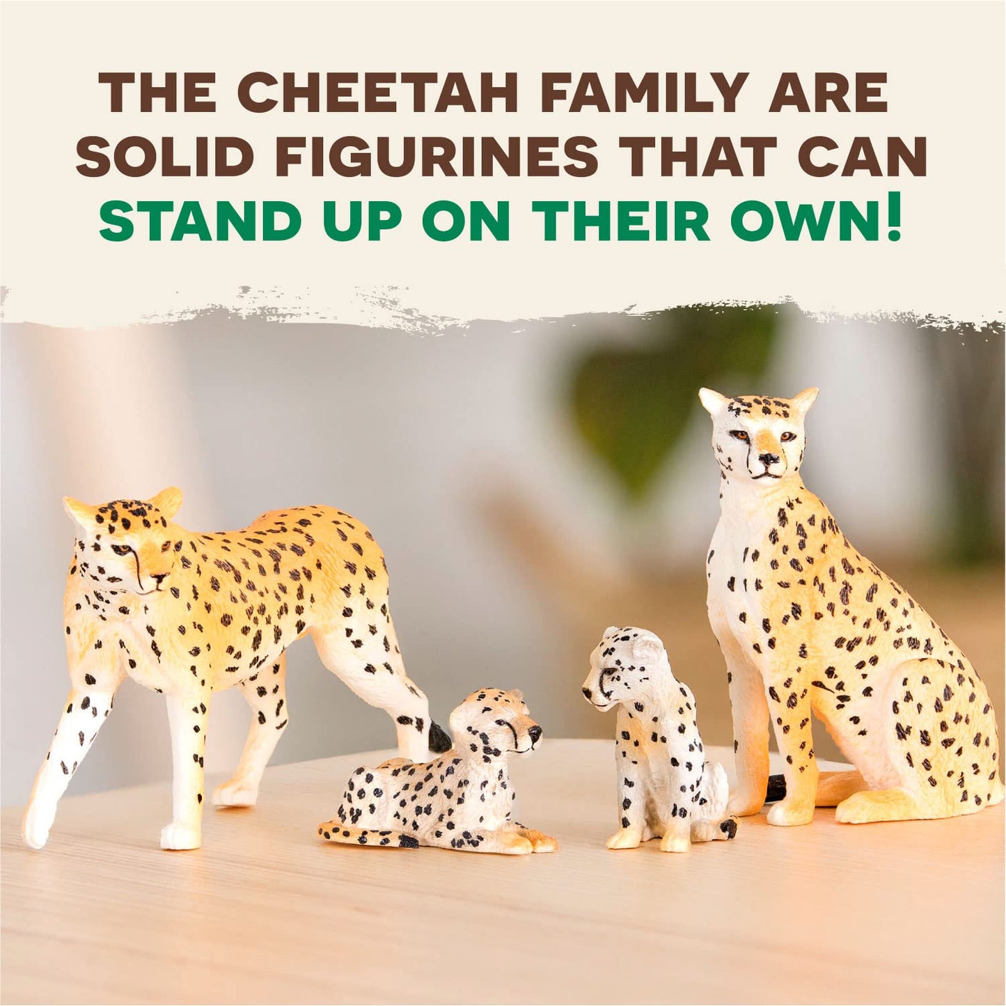 Terra By Battat – 4 Pcs 1-4' Cheetah Toys Family Set - Plastic Cheetah Figurines – Realistic Zoo Animals – Collectible Safari Animals Figures For Kids 3+