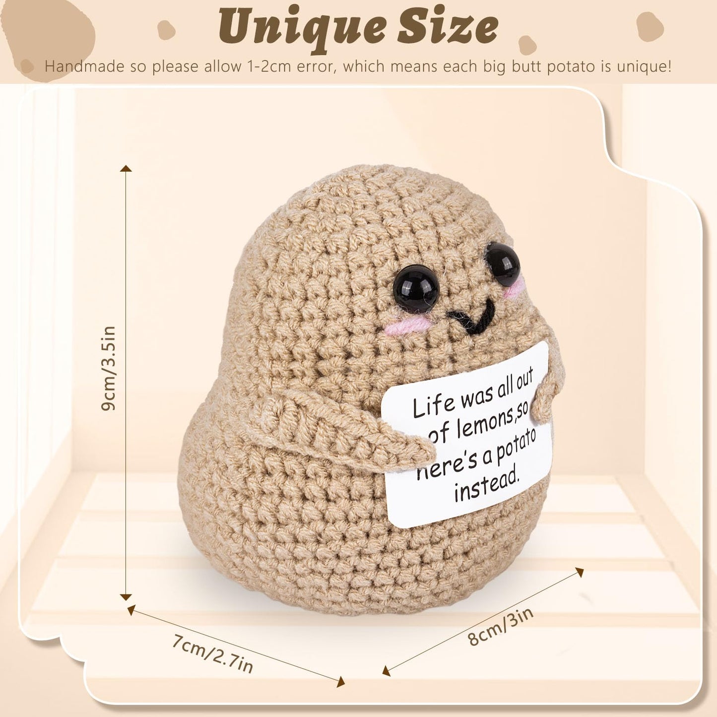 A Aifamy Positive Funny Potato Crochet Positive Big Butt Potato With Positivity Affirmation Card For Hilarious Encouragement Gag