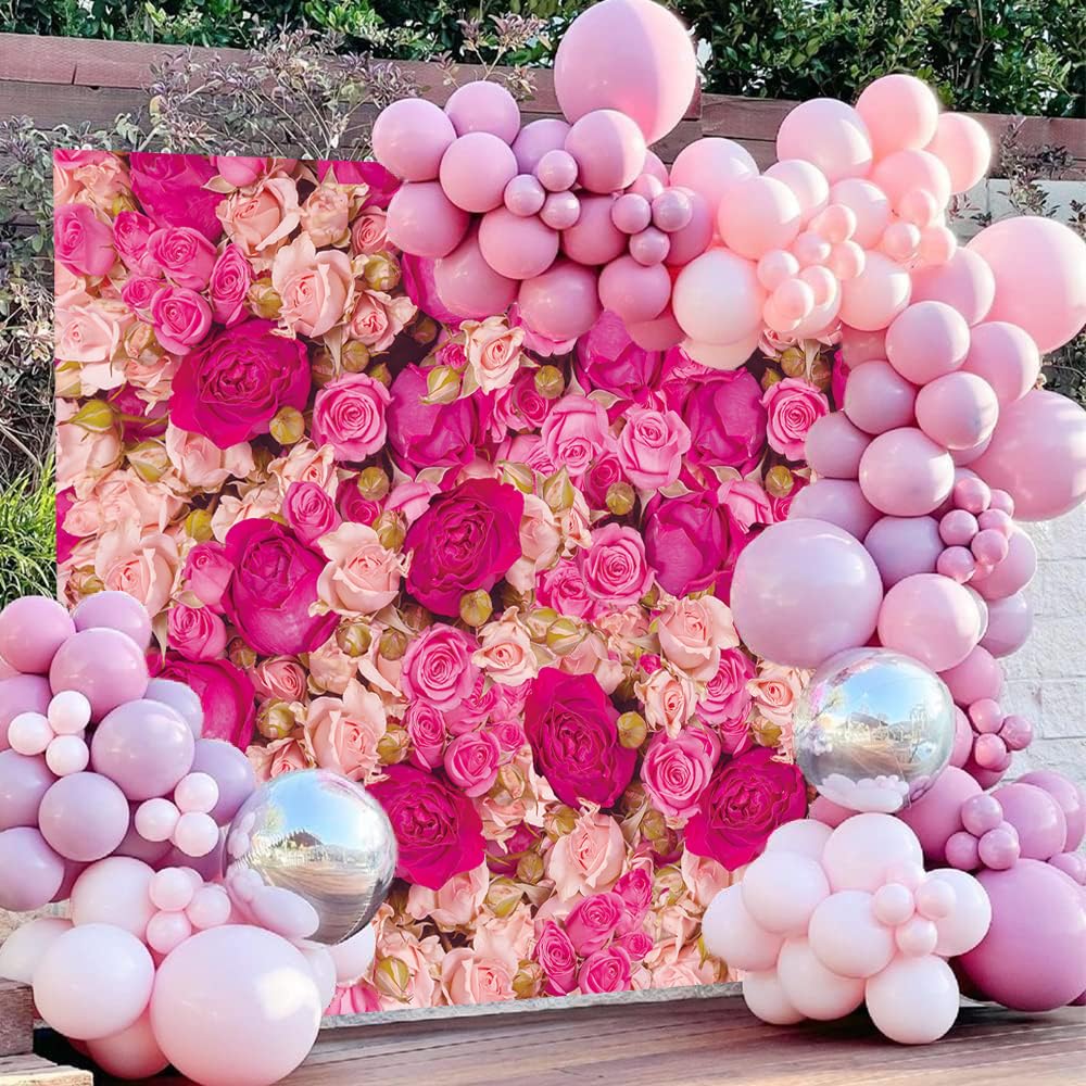 Pink Red Rose Wall Background Spring Flowers Photography Backdrop Girls Princess Birthday Baby Shower Wedding Valentines Day Mo