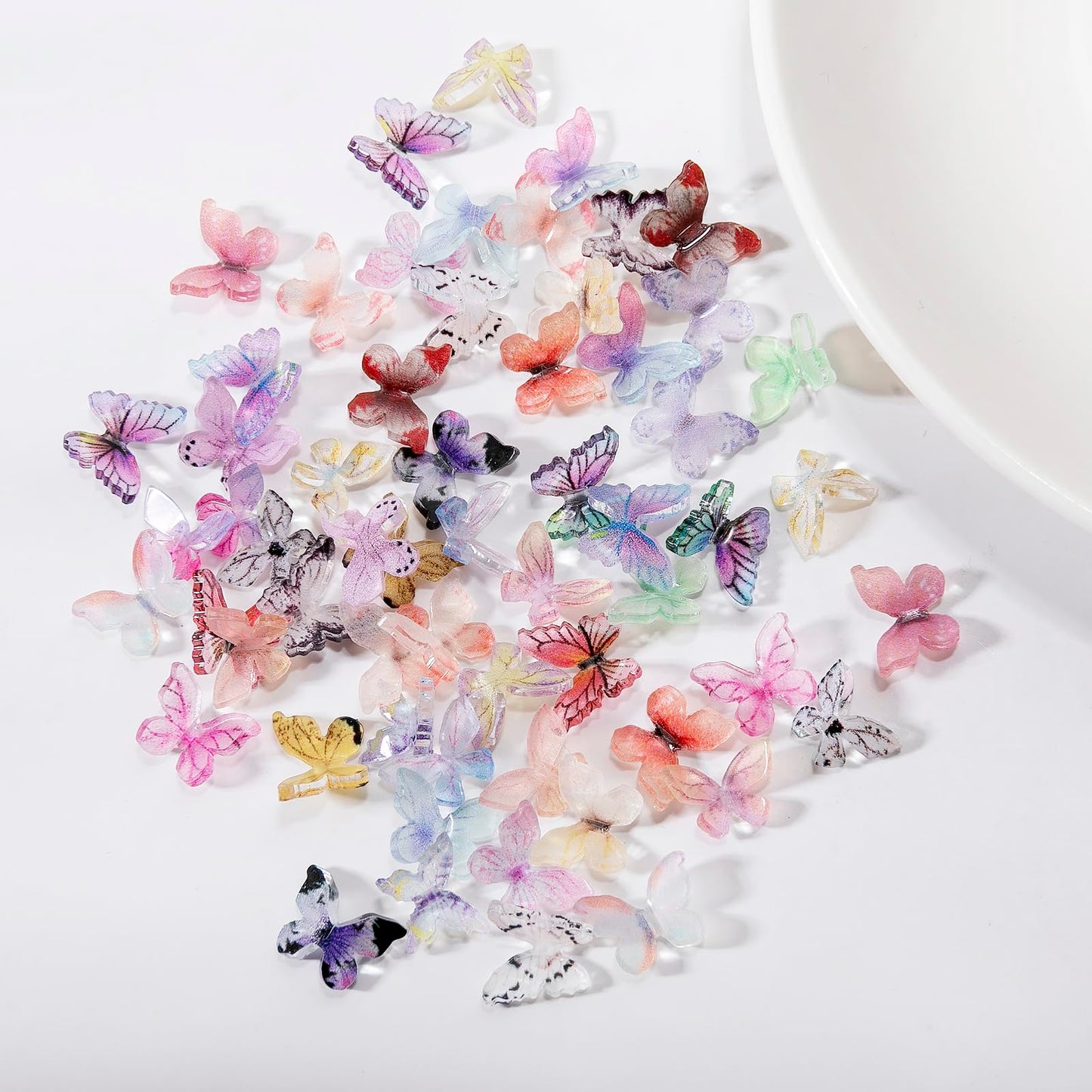 60pcs Micro Resin Butterflies  3D Miniature Tiny Butterfly for Fairy Garden Dollhouse  Mini Micro Landscaping Decoration