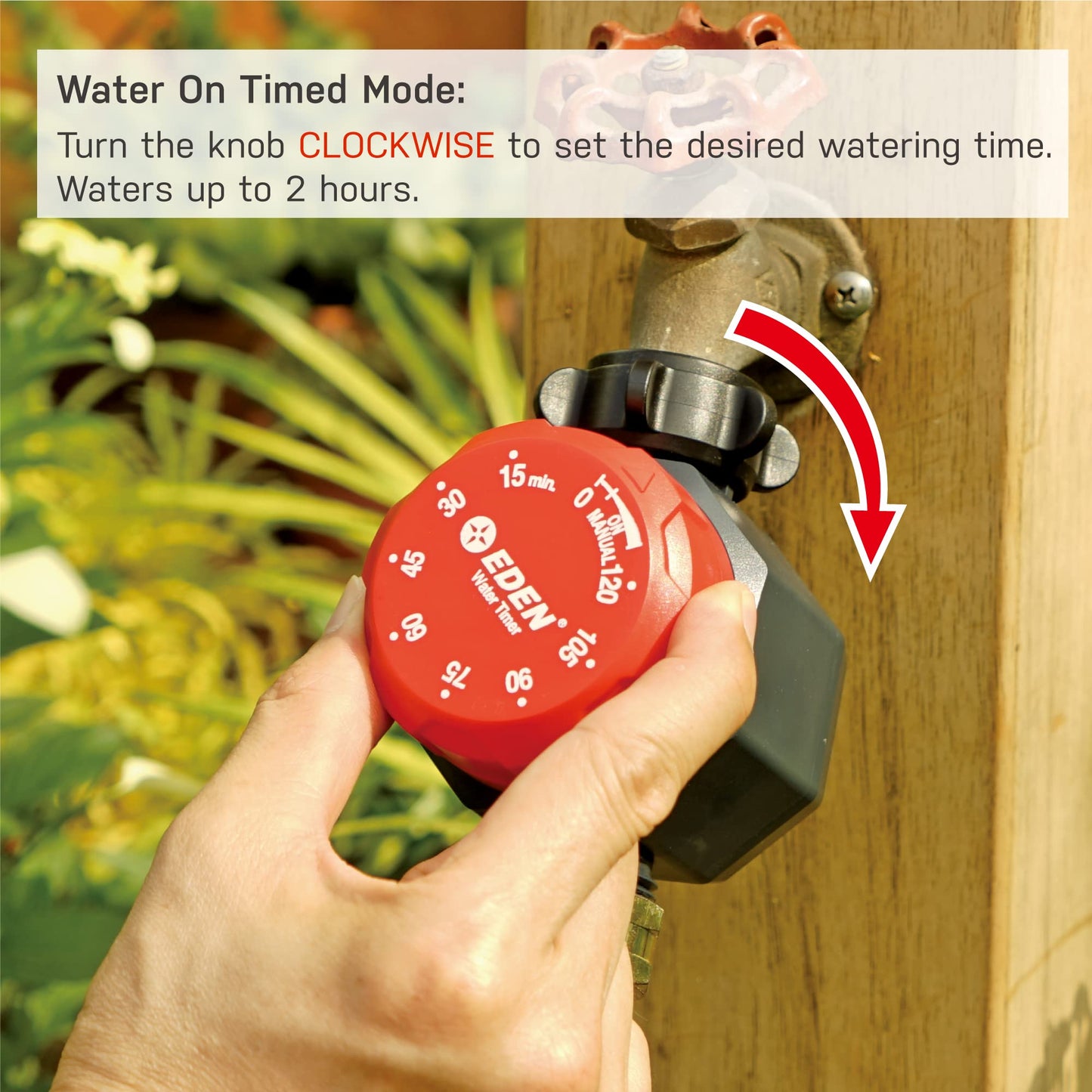 Eden 25118 1-Zone Mechanical Watering Timer, Red, Grey