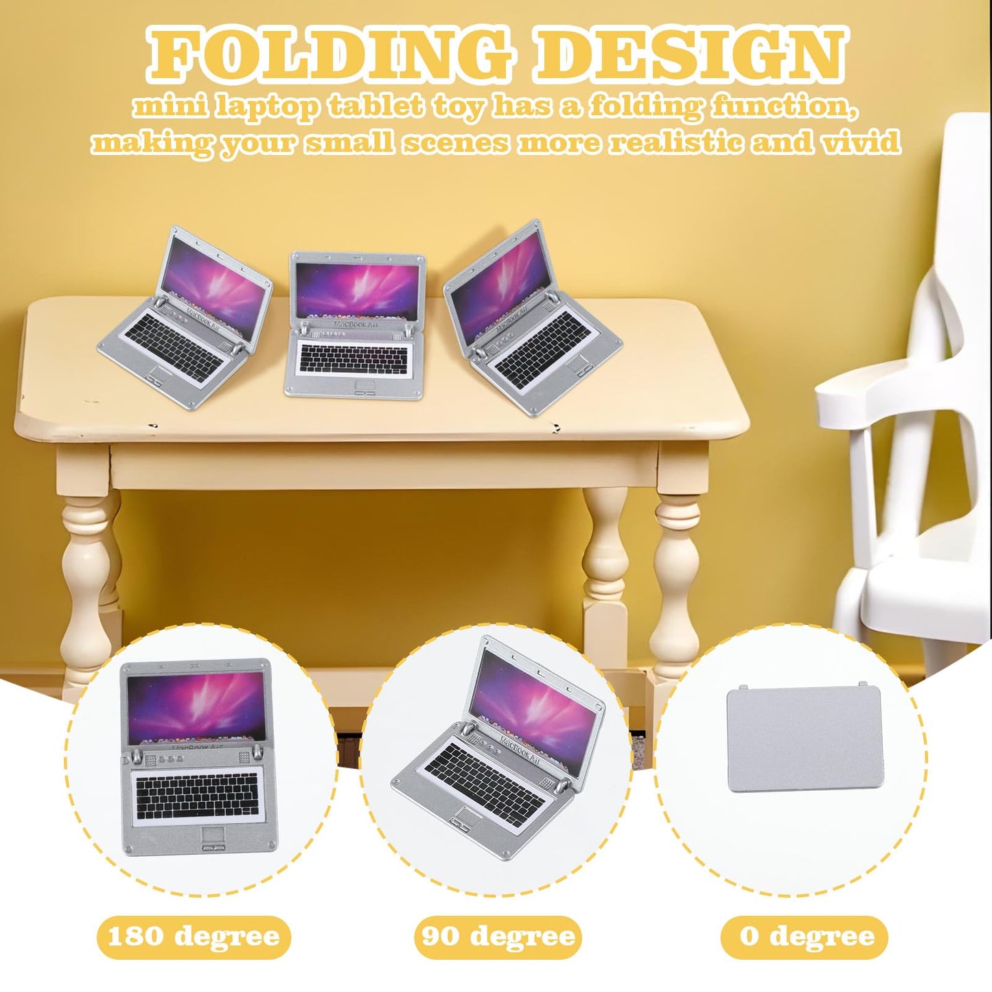 Kifmurase 3 PCS Dollhouse Mini Laptop Tablet Phone Miniature Dollhouse Accessories  1:12 Doll House Decoration Simulation Accessories for Doll Miniatures Play Set (Silver)