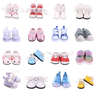Sotogo 9 Pairs American Wellie Doll Shoes Include Random Style Boots Sneakers Canvas Shoes Girl Wishers Doll Shoes Fit For 14 To 14.5 Inch Dolls