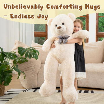 MorisMos Bow Tie Giant Teddy Bear 4 Feet, 47inch Stuffed Animal Big Teddy Bear Plush, Classic Girlfriend Boyfriend Gift, White