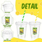 Domensi 50 Sets Lemon Disposable Plastic Cups 12 oz Lemonade Thick Clear Cups with Lids Straws Decoration for Iced Lemonade Juic