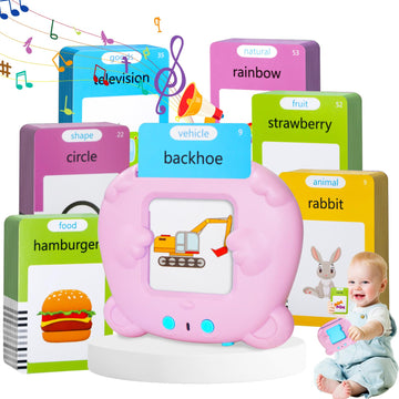 Kids Toddler Talking Flash Cards With 224 Sight Words,Montessori Toys,Speech Therapy,Autism Sensory Toys,Learning Educational Gifts For Age 2 3 4 5 Years Old Boys And Girls (Pink)