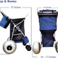 CRESTWALKER Beach Cart with 13 Balloon Wheels, Collapsible Buggy for Sand, Holds 4 Folding Chairs, Blue & Black & Grey