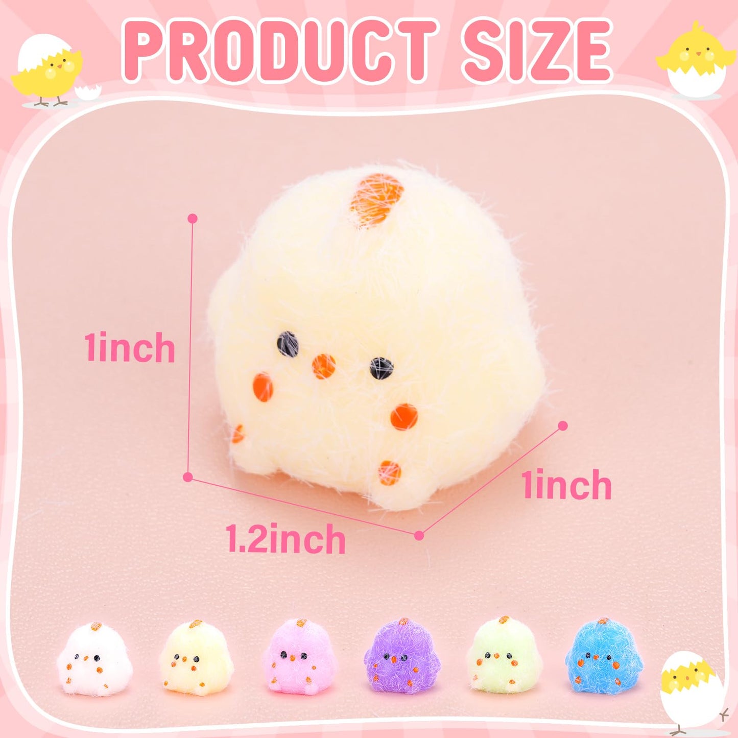 Babycop Mini Chick Squishy Toys 8pcs - Easter Basket Stuffers & Easter Egg Fillers, Cute Stress Relief Squishies for Kids Adults