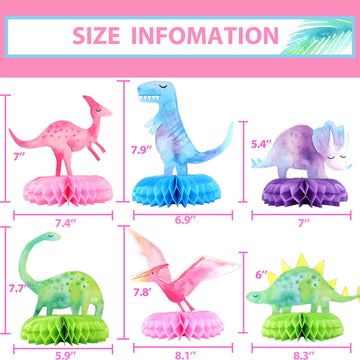 Hapibidesign Dinosaur Baby Shower Table Centerpieces - Dinosaur Party Decorations - 12 Pcs Dino Party Honeycomb Centerpieces For