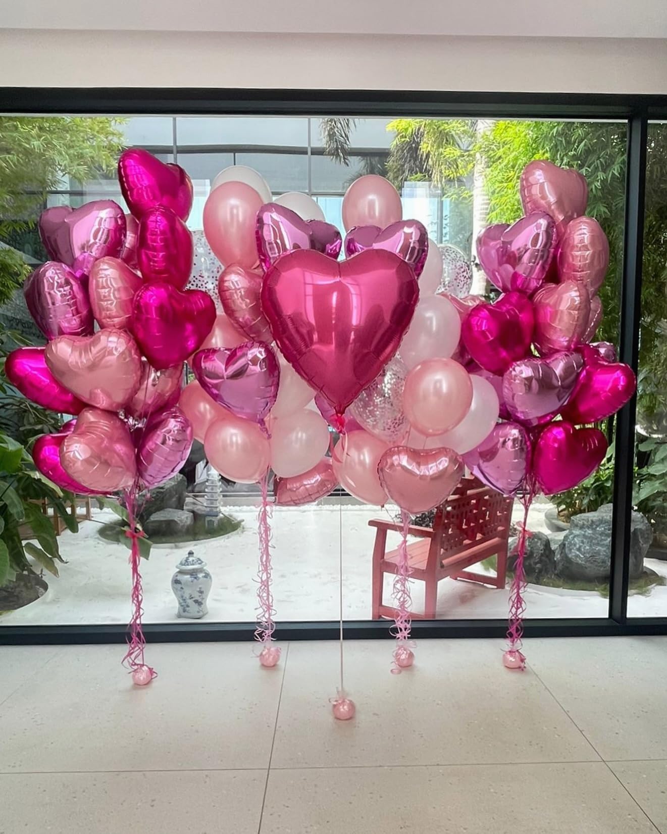 12 Pcs Heart Balloons, 18 inch Pearl Pink Heart Shaped Balloons, Big Heart Helium Balloons, Heart Love Foil Balloons for Wedding