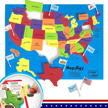 Imagimake Mapology United States Flash Card Puzzle With Flags, Country- Capitals | Educational Toys For Kids Ages 5-8 | Learn Geography Puzzles For Kids Ages 8-10 | Christmas Gift For Boys & Girls