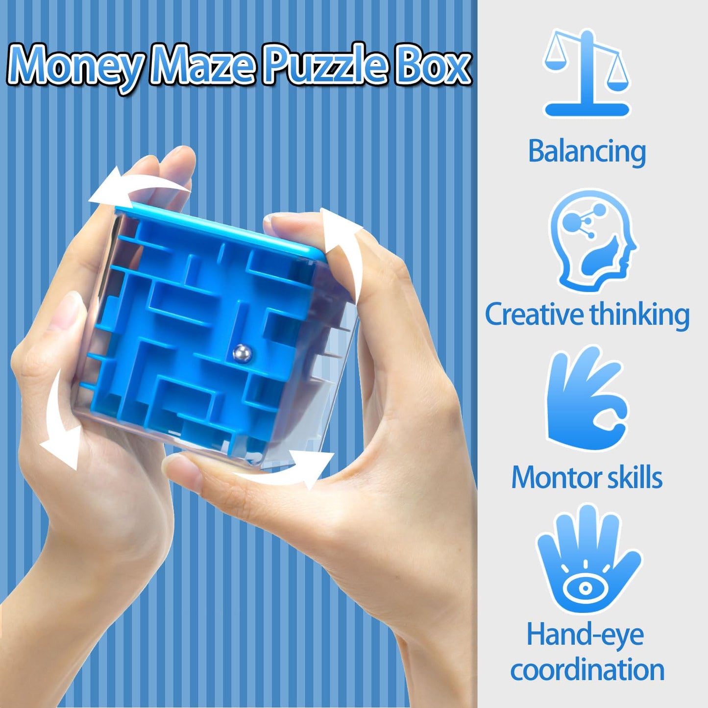 Tcvents 10 Pack Money Maze Puzzle Gift Boxes(3 Colors), 3D Mazes Magic Cube Money Puzzle Box Toy Set Brain Teasers For Kids Teen
