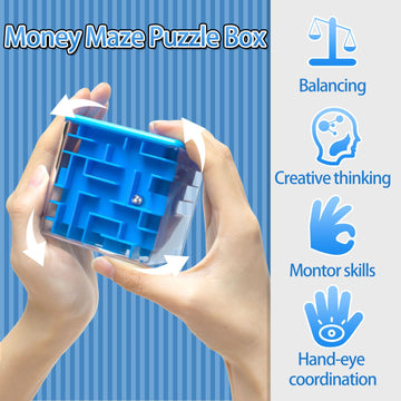 Tcvents 10 Pack Money Maze Puzzle Gift Boxes(3 Colors), 3D Mazes Magic Cube Money Puzzle Box Toy Set Brain Teasers For Kids Teen