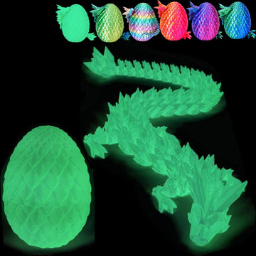 3D Printed Dragon Egg, Dragon Eggs With Dragon Inside, Articulated Dragon, Mystery Dragon Egg Fidget Toy, 3D Dragon Eggs Surprise Fidget Toy(A-Luminous)